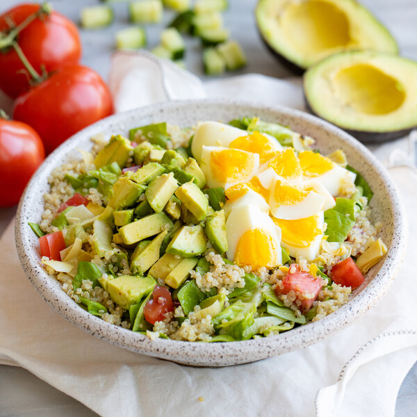 Quinoa Salad Bowl with Artichokes, Avocado & Hard-Boiled Eggs