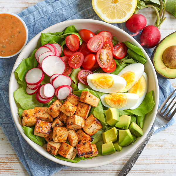 Tofu "Louie" Salad with Hard-Boiled Egg, Lettuce, Avocado & Tomato