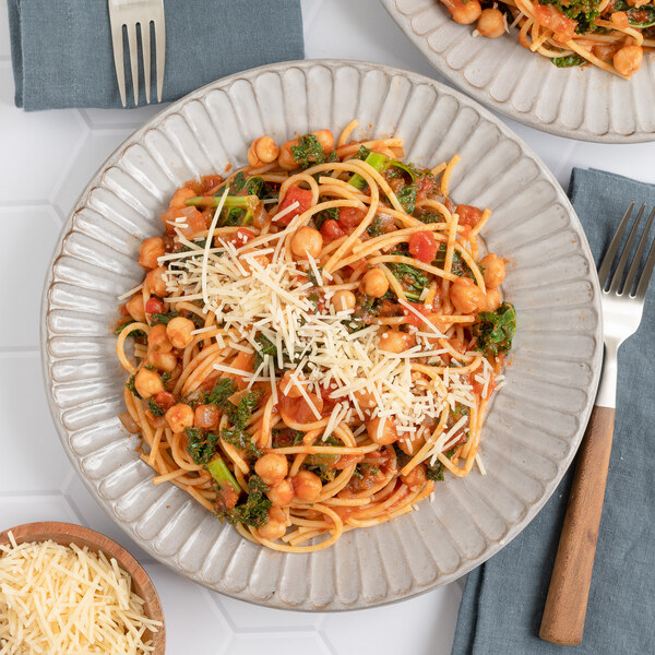 Spaghetti Marinara with Chickpeas, Kale & Parmesan