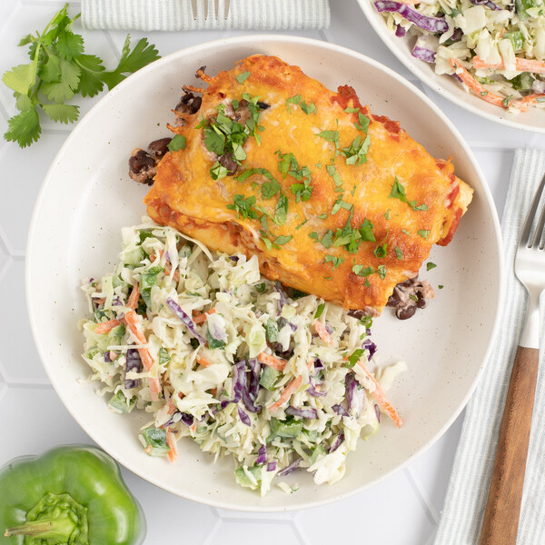 Creamy Black Bean Enchiladas with Bell Pepper, Cilantro & Ranch Slaw