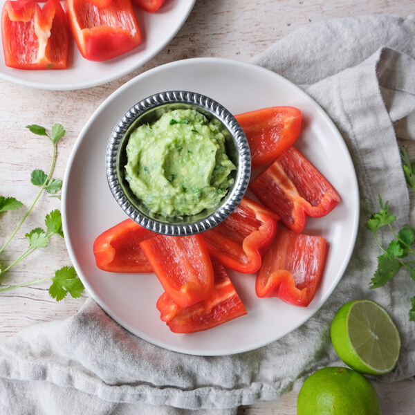 Creamy Avocado-Yogurt Dip with Bell Pepper "Chips"