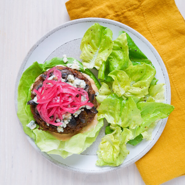 Veggie Burger Lettuce Wrap with Special Sauce, Blue Cheese & Mushrooms