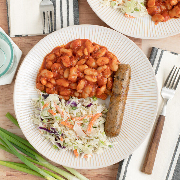 Veggie Sausage with BBQ Beans & Green Onion-Ranch Cabbage Slaw