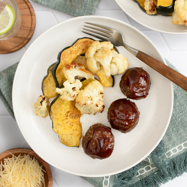 Mini Veggie BBQ "Meatloaves" with Roasted Cauliflower & Acorn Squash
