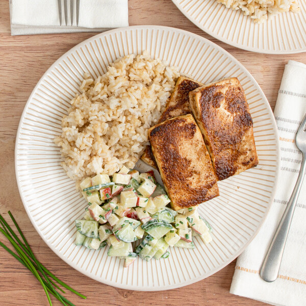 Roasted Miso Butter Tofu with Rice & Cucumber-Apple Salad