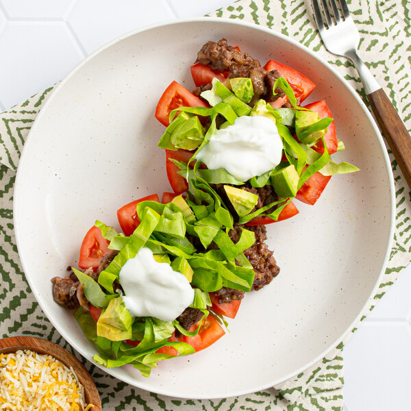 Stuffed Tomatoes with Cheesy Taco Veggie Ground, Avocado & Yogurt