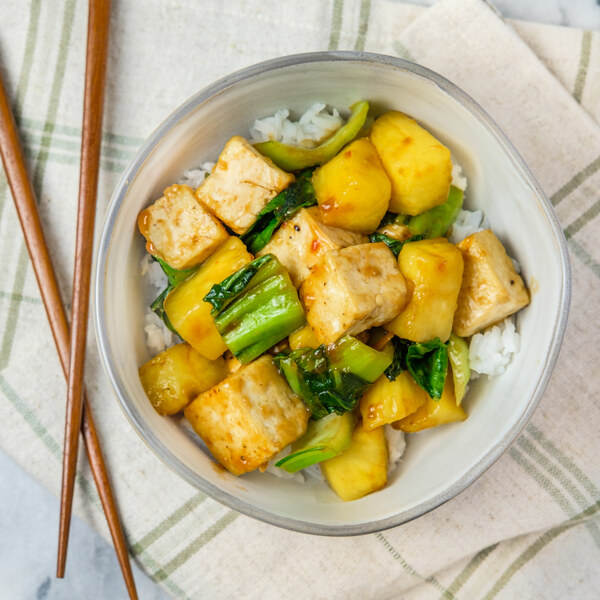 Asian Tofu Stir-Fry with Pineapple, Bok Choy & Coconut Rice