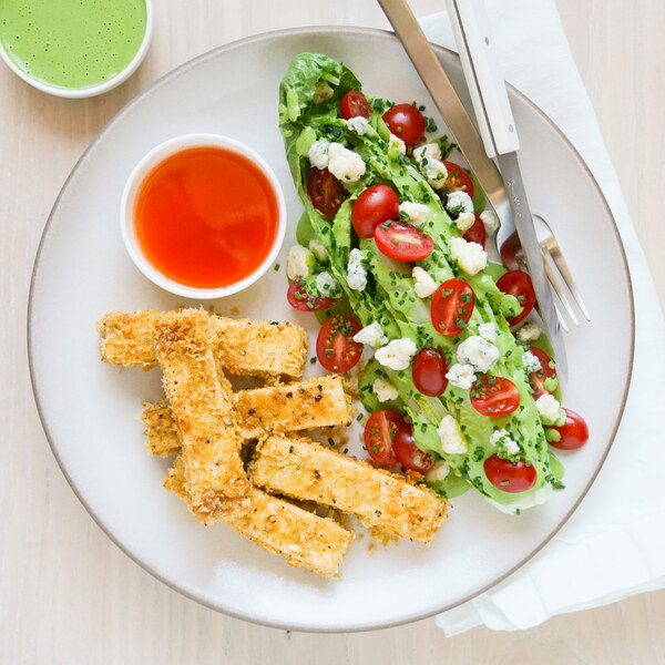 Hot Honey Tofu Fingers & Blue Cheese Wedge Salad with Herby Ranch
