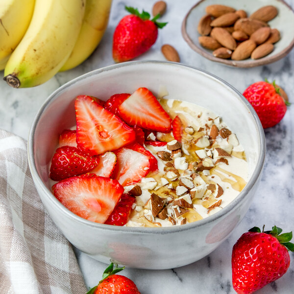 Almond Butter-Banana Smoothie Bowl with Strawberries & Honey