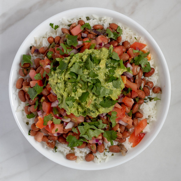 Veggie Burrito Bowl with Salsa, & Guacamole 
