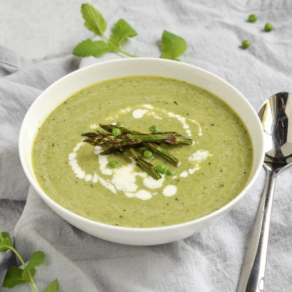 Minted Spring Pea & Asparagus Soup with Coconut Milk
