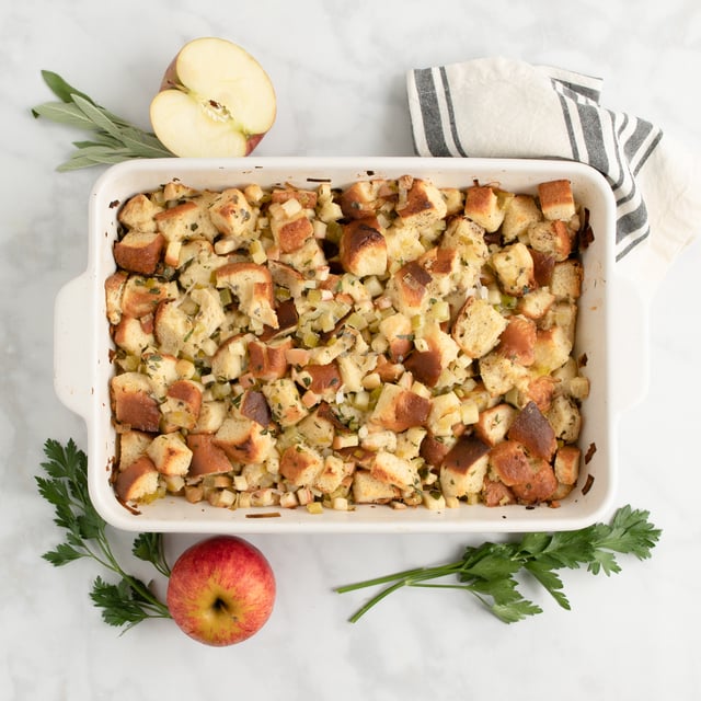 Vegetarian Savory Stuffing with Leeks, Apples & Fresh Herbs