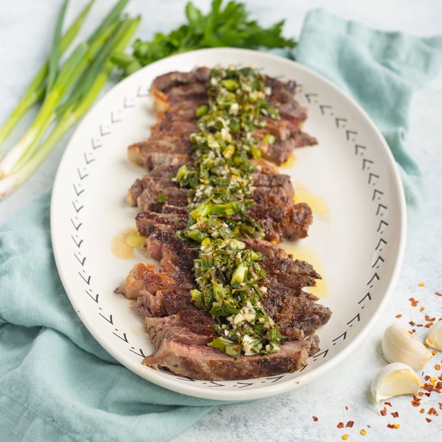 Grilled Ribeye with Charred Scallion Chimichurri Sauce | Albertsons