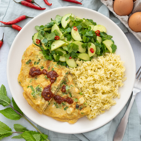Thai Recipes ThaiStyle Omelet (Kai Jeow) with Spicy CucumberHerb