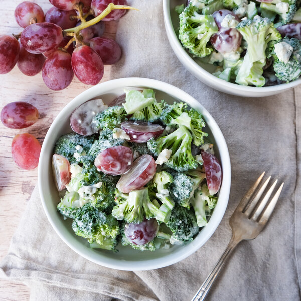 Salad Recipes Crunchy BroccoliGrape Salad with Blue Cheese & Creamy