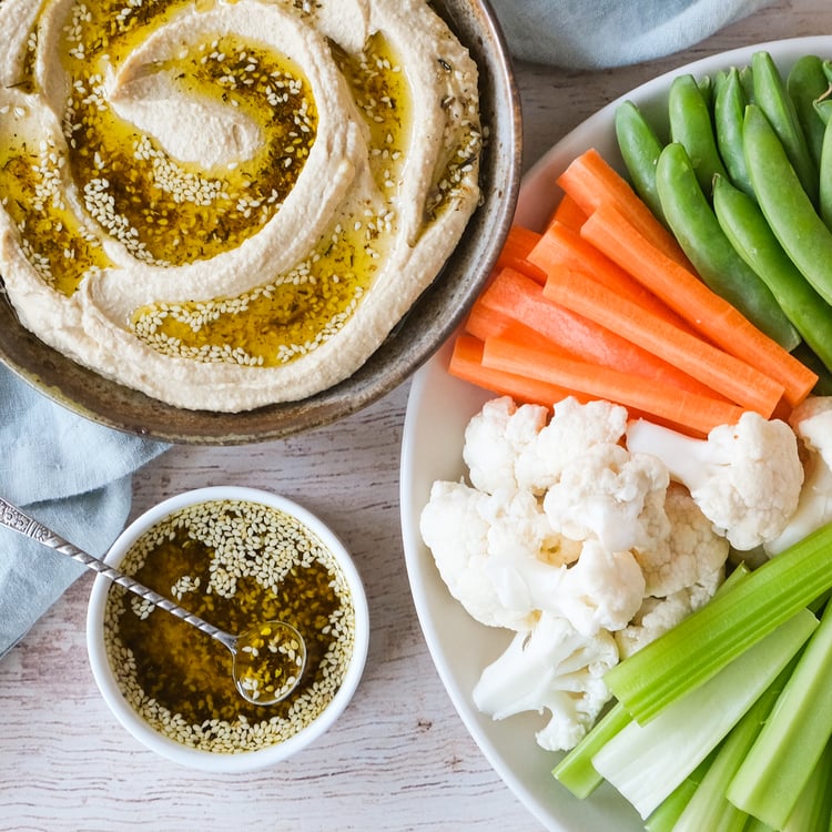 Homemade Hummus with SesameThyme Oil & Veggies Albertsons