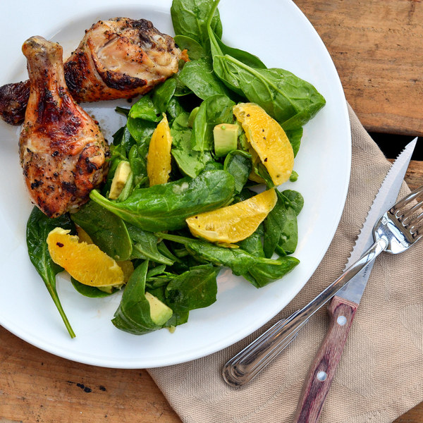Chicken Recipes Honey Garlic Chicken Drumsticks with Spinach, Avocado