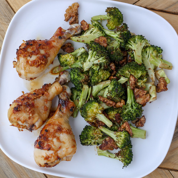 Asian Recipes Sheet Pan Asian Chicken Drumsticks with Broccoli & Spiced Walnuts Safeway