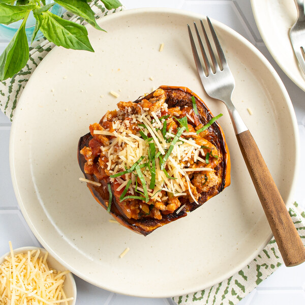 Turkey Bolognese Stuffed Acorn Squash with Parmesan & Basil