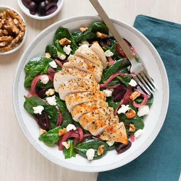 Salad Recipes - Spinach Salad with Chicken, Olives, Feta, Walnuts ...