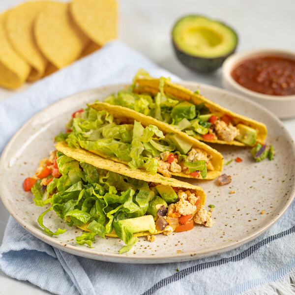 Vegan Tofu Tacos with Bell Pepper, Lettuce, Avocado & Salsa