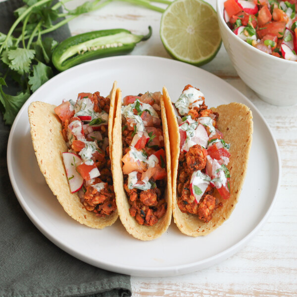 Tempeh Tacos with TomatoRadish Salsa & Cilantro Lime Aioli JewelOsco