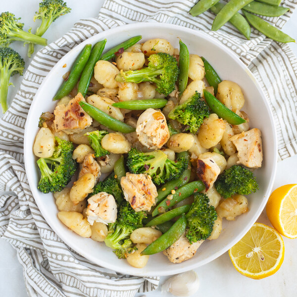 Italian Chicken-Gnocchi Skillet with Broccoli, Snap Peas & Lemon