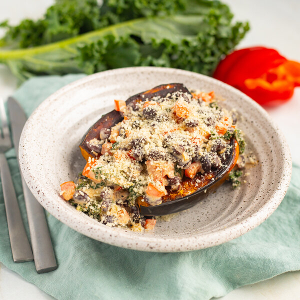 Creamy Black Bean, Kale & Bell Pepper Stuffed Acorn Squash