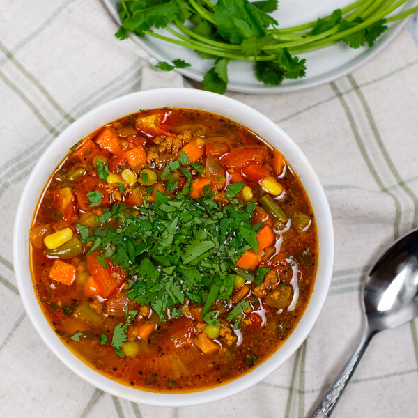 Veggie Ground Soup with Tomatoes, Carrots, Green Beans, Peas & Corn