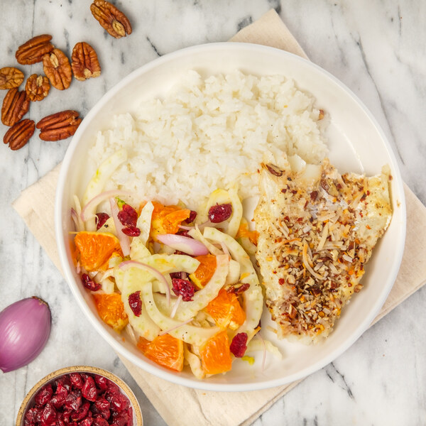 Coconut-Pecan Crusted Cod with Orange Fennel Salad & Rice | Jewel-Osco