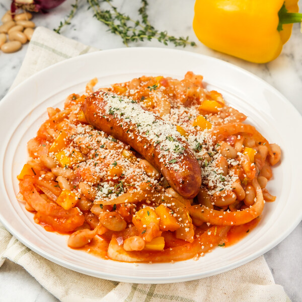 Pork Sausage "Cassoulet" with White Beans, Fennel & Thyme Bread Crumbs