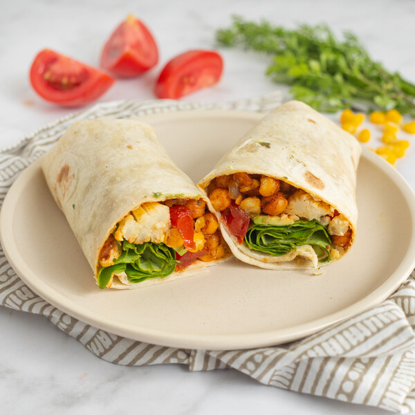 Roasted Cauliflower, Chickpea, Corn & Avocado Burrito with Cilantro