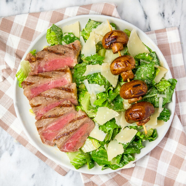 Grilled Steak & Mushroom Salad with Parmesan & Creamy Garlic Dressing