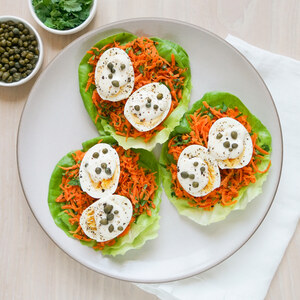 Carrot Salad Lettuce Wraps with Hard-Boiled Eggs, Mayo & Capers