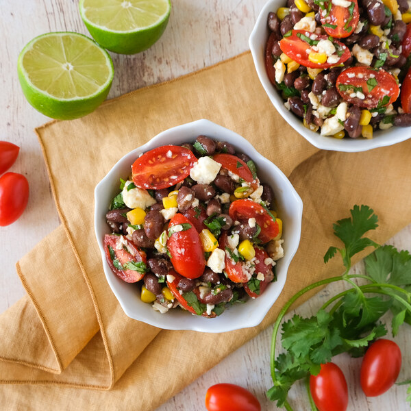 Tex-Mex Black Bean Salad with Tomato, Corn, Bell Pepper & Feta