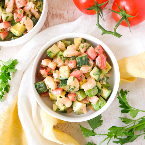 Shrimp Louie-Inspired Salad with Avocado, Cucumber & Tomato