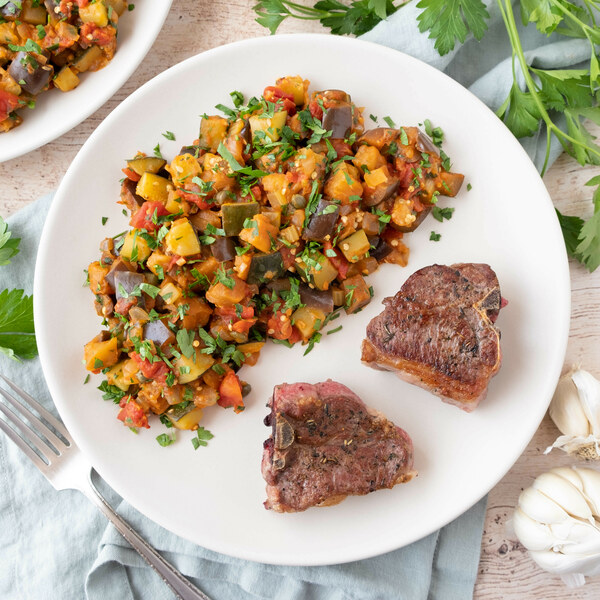 Italian Lamb Chops with Eggplant-Zucchini "Caponata"