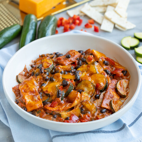 Cheesy Black Bean "Enchilada" Skillet with Zucchini & Bell Pepper