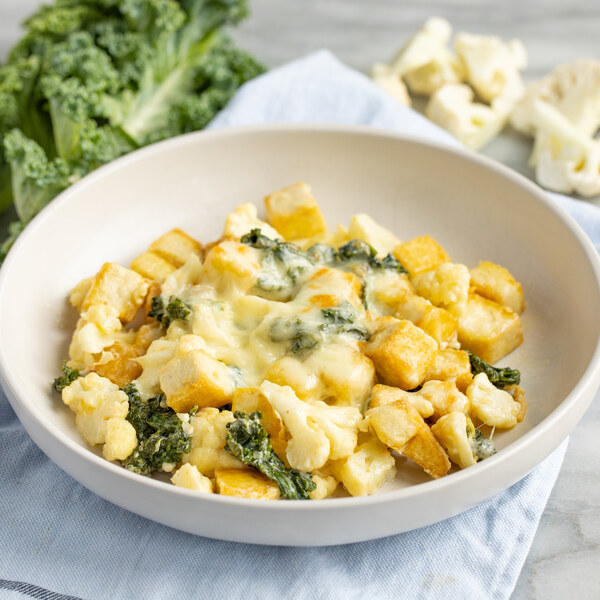 Tofu, Kale & Cauliflower Bake with Melty Mozzarella