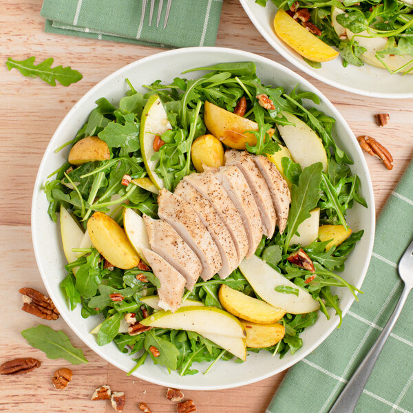 Honey-Dijon Arugula Salad with Chicken, Potato & Pear