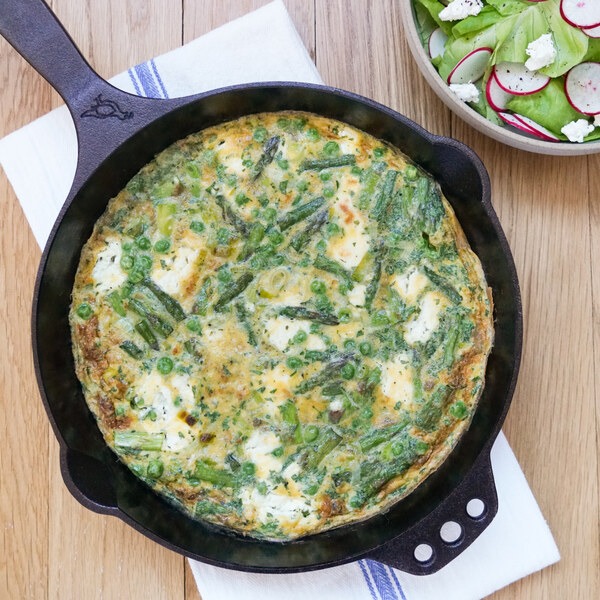 Asparagus, Pea, Leek & Goat Cheese Frittata with Mixed Salad