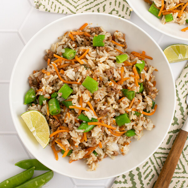 Thai Green Curry Fried Rice with Veggie Ground, Carrots & Snap Peas