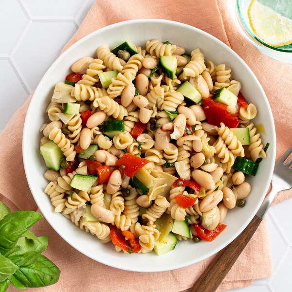Pasta Salad with Salmon, Artichokes, Peppers & Basil Vinaigrette