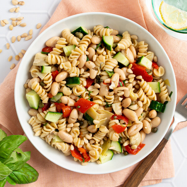 Pasta Salad with Beans, Artichokes, Pine Nuts & Basil Vinaigrette