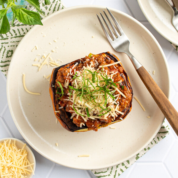 Veggie "Bolognese" Stuffed Acorn Squash with Parmesan & Basil