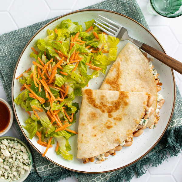 Buffalo-Style White Bean Quesadilla with Blue Cheese & Tossed Salad
