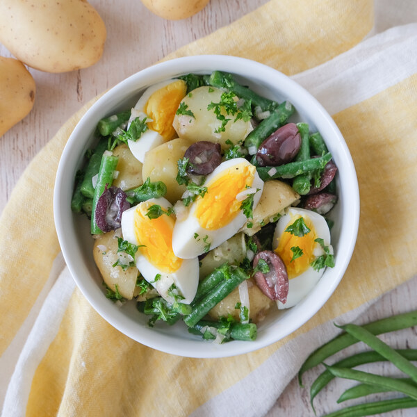"Niçoise" Inspired Salad with Eggs, Green Beans, Potatoes & Olives